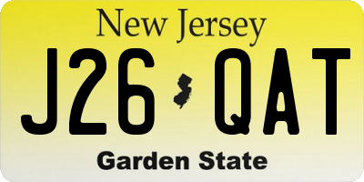 NJ license plate J26QAT