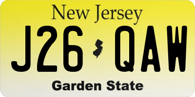 NJ license plate J26QAW