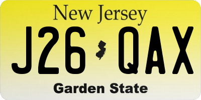 NJ license plate J26QAX
