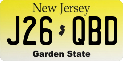 NJ license plate J26QBD