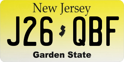 NJ license plate J26QBF