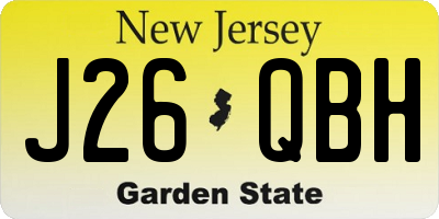 NJ license plate J26QBH