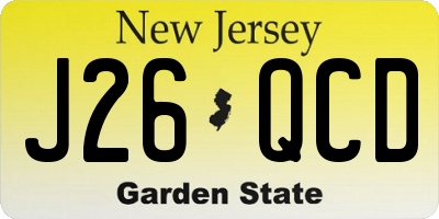 NJ license plate J26QCD