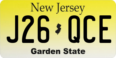NJ license plate J26QCE