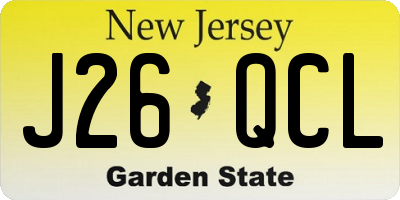 NJ license plate J26QCL