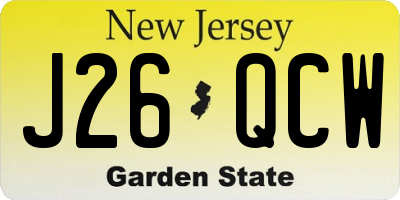 NJ license plate J26QCW
