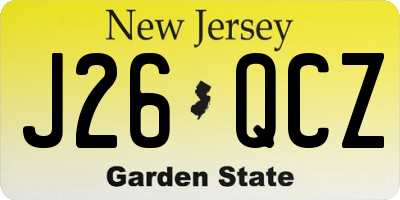 NJ license plate J26QCZ