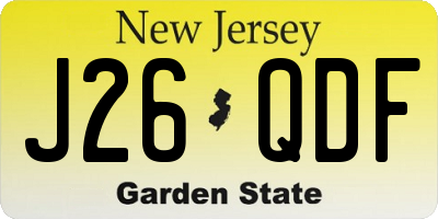 NJ license plate J26QDF
