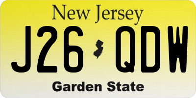 NJ license plate J26QDW