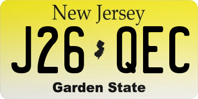 NJ license plate J26QEC