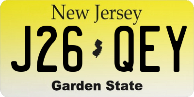 NJ license plate J26QEY