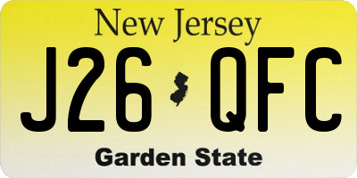 NJ license plate J26QFC