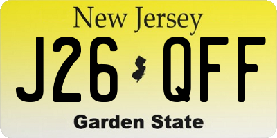 NJ license plate J26QFF