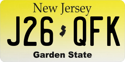 NJ license plate J26QFK