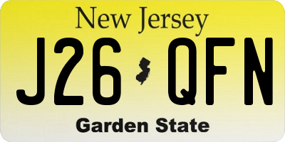 NJ license plate J26QFN