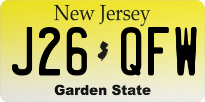 NJ license plate J26QFW