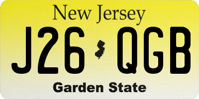 NJ license plate J26QGB