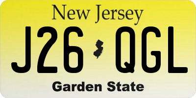 NJ license plate J26QGL