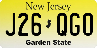 NJ license plate J26QGO