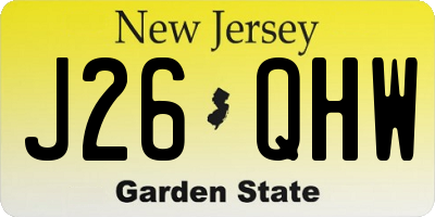 NJ license plate J26QHW