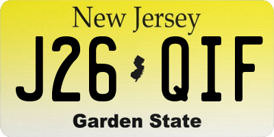 NJ license plate J26QIF