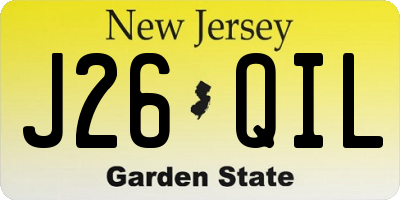NJ license plate J26QIL