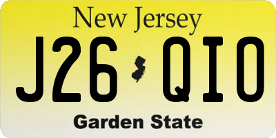 NJ license plate J26QIO
