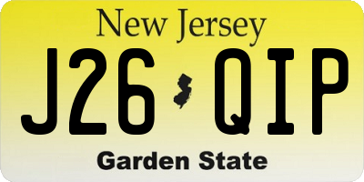 NJ license plate J26QIP