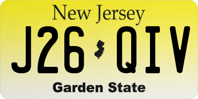 NJ license plate J26QIV