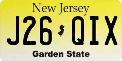 NJ license plate J26QIX