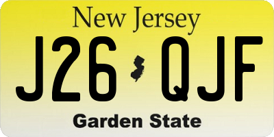 NJ license plate J26QJF