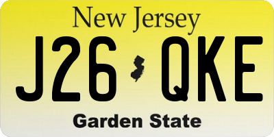 NJ license plate J26QKE