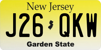 NJ license plate J26QKW