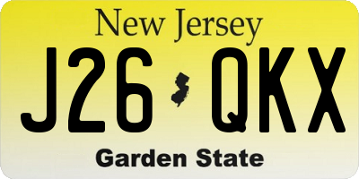 NJ license plate J26QKX