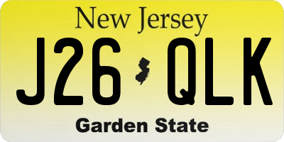 NJ license plate J26QLK