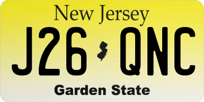 NJ license plate J26QNC