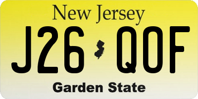 NJ license plate J26QOF