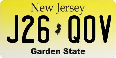 NJ license plate J26QOV