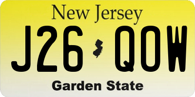 NJ license plate J26QOW