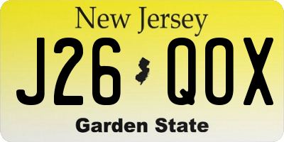 NJ license plate J26QOX
