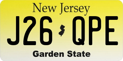 NJ license plate J26QPE
