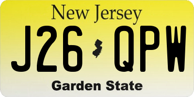 NJ license plate J26QPW