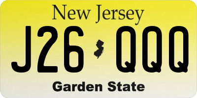 NJ license plate J26QQQ