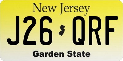 NJ license plate J26QRF