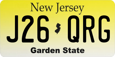 NJ license plate J26QRG