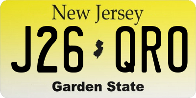 NJ license plate J26QRO
