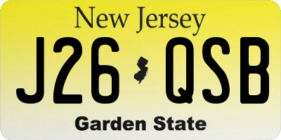 NJ license plate J26QSB