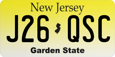 NJ license plate J26QSC