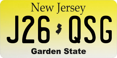 NJ license plate J26QSG