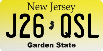 NJ license plate J26QSL